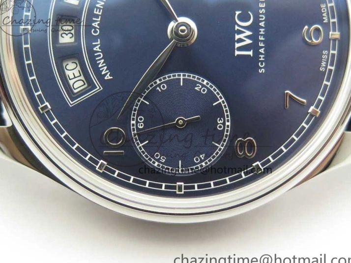 MIROTIME 0316 Portuguese Real PR Real Annual Calendar IW503502 ZF 1:1 Best Edition Blue Dial on Black Leather Strap A Breathable 7152